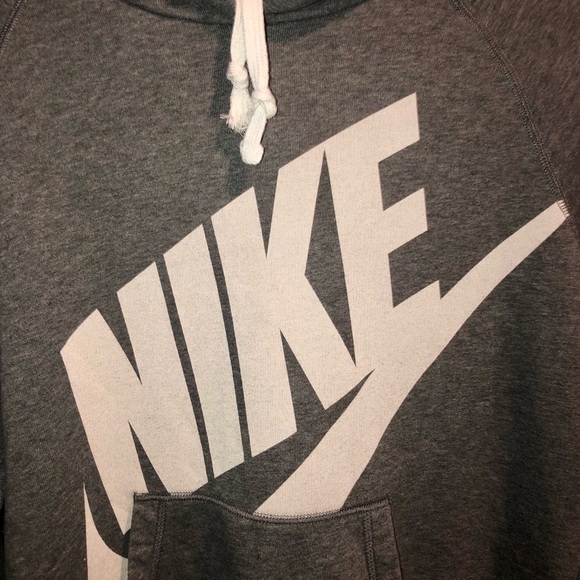 Nilke Big Swoosh Gray Vintage Hoodie Medium - Picture 4 of 10
